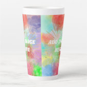 夏の雲カラフルお母さんおばあちゃんの水色 カフェラテマグ (正面)