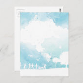 夏の雲ブルースカイ遊チルドレンの水色 ポストカード (正面/裏面)
