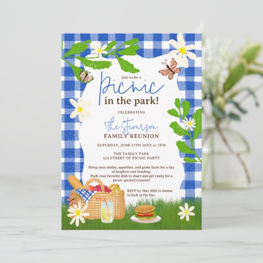 夏の青いおもしろいピクニックザパークファミリー懇親会 招待状 (スタンド正面)