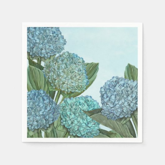 夏の青いアジサイの花束 スタンダードカクテルナプキン (正面)