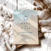 夏の青い海辺のウェディング セーブザデート