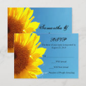 夏の青い空に咲く黄色いひまわり 出欠カード (正面/裏面)