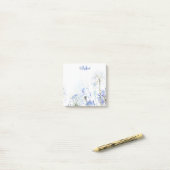 夏の青い花水彩画モノグラムの ポストイット (デスク上)