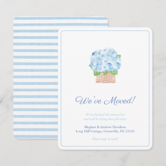 夏の青と白のハイドランジア 住所変更カード 案内状 (正面/裏面)