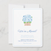 夏の青と白のハイドランジア 住所変更カード 案内状 (正面)