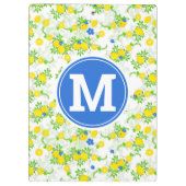 夏の青と黄色のレモンの花のパターンクリップ クリップボード (裏面)