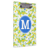 夏の青と黄色のレモンの花のパターンクリップ クリップボード (右)