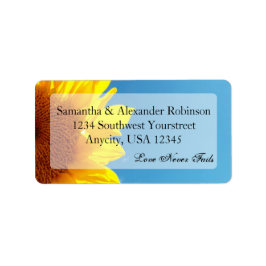 夏の青空と黄色のひまわり ラベル