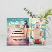 夏の音楽フェスティバル写真1st誕生日パーティー 招待状 (スタンド正面)