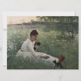 夏の風景猫と暮らす女の子（子猫） カード