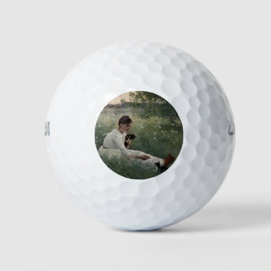 夏の風景猫と暮らす女の子（子猫） ゴルフボール (正面)