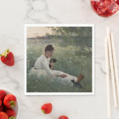 夏の風景猫と暮らす女の子（子猫） スタンダードランチョンナプキン (インサイチュ)