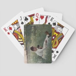 夏の風景猫と暮らす女の子（子猫） トランプ