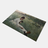 夏の風景猫と暮らす女の子（子猫） ドアマット (アングル)