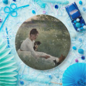 夏の風景猫と暮らす女の子（子猫） ペーパープレート (パーティー)