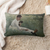 夏の風景猫と暮らす女の子（子猫） ランバークッション (ブランケット)