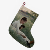 夏の風景猫と暮らす女の子（子猫） ラージクリスマスストッキング (正面 (吊り時))