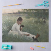 夏の風景猫と暮らす女の子（子猫） 薄葉紙 (クラフト)