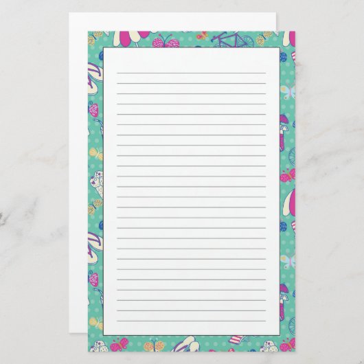 夏の風物詩美な柄 便箋 (正面/裏面)