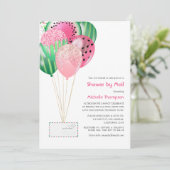 夏の風船のベビーまたはブライダルシャワー(郵送) 招待状 (スタンド正面)