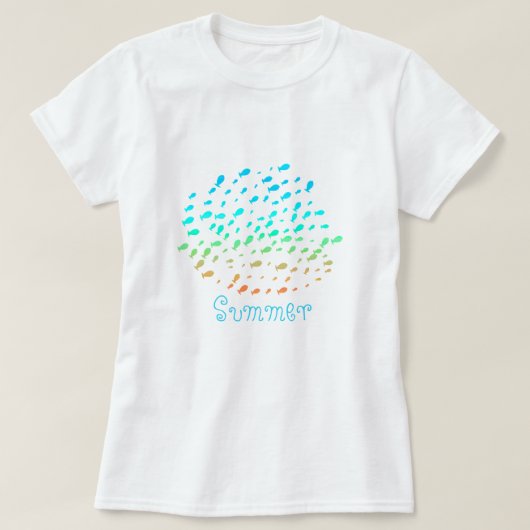 夏の魚のイラストTシャツコレクション Tシャツ (デザイン正面)