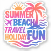 夏の鮮やかタイポグラフィコラージュとグラフィックファス シール (正面)