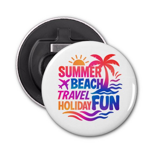 夏の鮮やかタイポグラフィコラージュとグラフィックファス 栓抜き (正面)