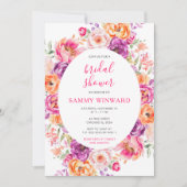 夏の鮮やかフローラ花ブライダルシャワー 招待状 (正面)