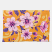 夏の鮮やか花模様 – ドーパミンスタイル キッチンタオル (横)