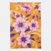 夏の鮮やか花模様 – ドーパミンスタイル キッチンタオル (縦)