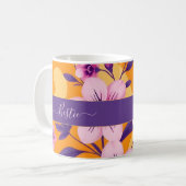 夏の鮮やか花模様 – ドーパミンスタイル コーヒーマグカップ (正面左)