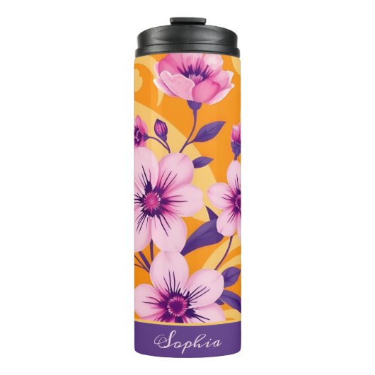 夏の鮮やか花模様 – ドーパミンスタイル タンブラー (正面)