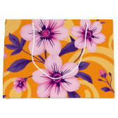 夏の鮮やか花模様 – ドーパミンスタイル ラージペーパーバッグ (正面)