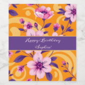 夏の鮮やか花模様 – ドーパミンスタイル ワインラベル (シングルラベル)