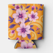 夏の鮮やか花模様 – ドーパミンスタイル 缶クーラー (正面)