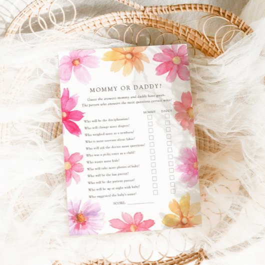 夏の鮮やか野花ママまたはパパのゲームカード サンキューカード