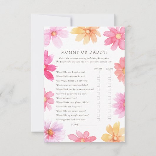 夏の鮮やか野花ママまたはパパのゲームカード サンキューカード (正面)