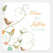 夏の鳥お洒落スワーズシック庭園の結婚式 スクエアシール (正面)