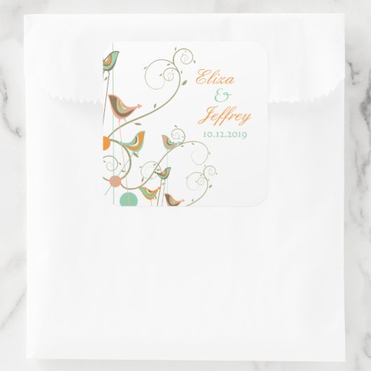 夏の鳥お洒落スワーズシック庭園の結婚式 スクエアシール (バッグ)