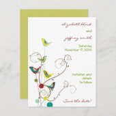 夏の鳥と渦巻きは日付はがきを保存 案内ポストカード (正面/裏面)