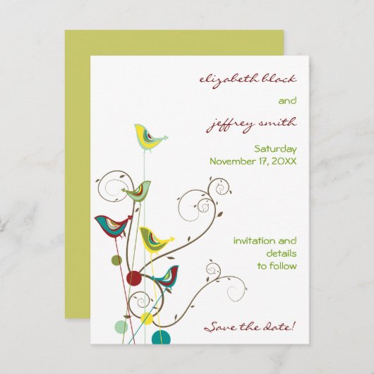 夏の鳥と渦巻きは日付はがきを保存 案内ポストカード (正面/裏面)