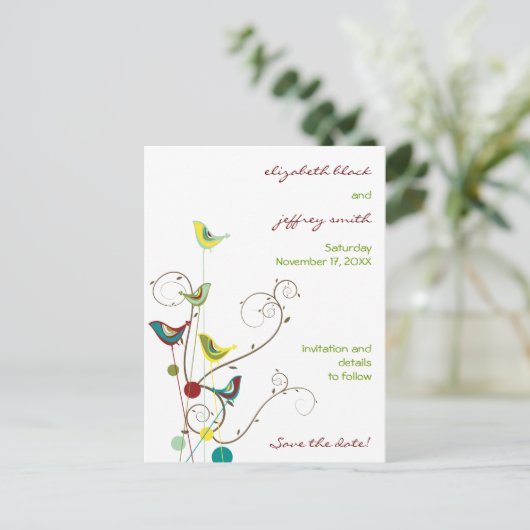 夏の鳥と渦巻きは日付はがきを保存 案内ポストカード (スタンド正面)