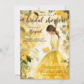 夏の黄色いレモン オレンジ シトラス ブライダル シャワー 招待状 (正面)
