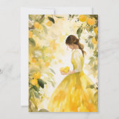 夏の黄色いレモン オレンジ シトラス ブライダル シャワー 招待状 (裏面)