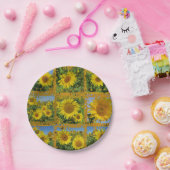 夏の黄色のひまわりのコラージュ ペーパープレート (パーティー)