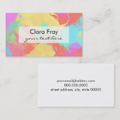 夏の黄色のオレンジ色のミントピンクのサンゴのブラシストローク 名刺 (正面/裏面)