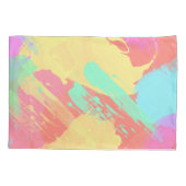 夏の黄色のオレンジ色のミントピンクのサンゴのブラシストローク 枕カバー (裏面)