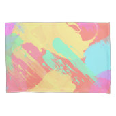 夏の黄色のオレンジ色のミントピンクのサンゴのブラシストローク 枕カバー (正面)