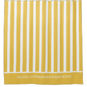 夏の黄色のカスストライプのタマイズ可能な名前 シャワーカーテン (正面)