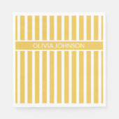 夏の黄色のカスストライプのタマイズ可能な名前 スタンダードランチョンナプキン (正面)